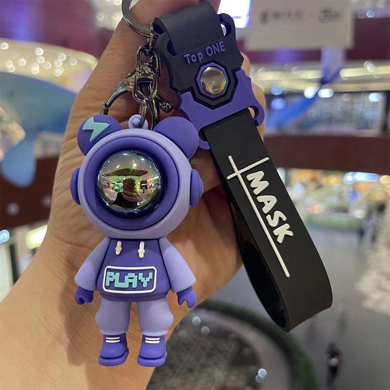 PVC Astronaut Bear Keychain Lightning Bear Key Chain Keyring