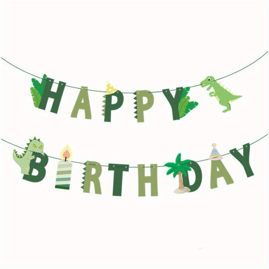 Dino Happy Birthday Bunting Forest Theme Party Decor