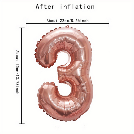 16 Rose Golden Numbers 0-9 Self-sealable Balloons Anniversary Celebrations