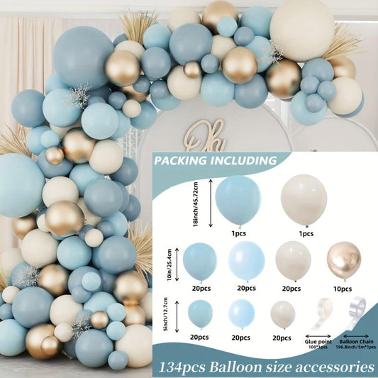 134pcs Marine Sand Metallic Golden Balloon Arch Garland Kit