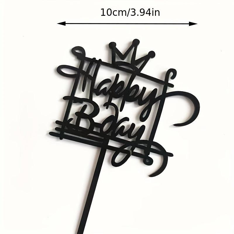 Crown Happy Birthday Cake Topper Acrylic Insert Decor
