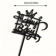 Crown Happy Birthday Cake Topper Acrylic Insert Decor