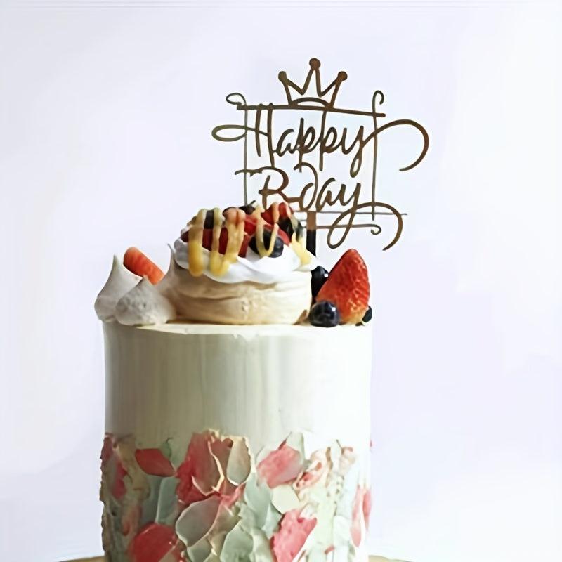 Crown Happy Birthday Cake Topper Acrylic Insert Decor