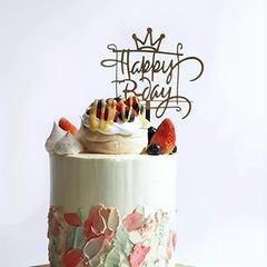 Crown Happy Birthday Cake Topper Acrylic Insert Decor