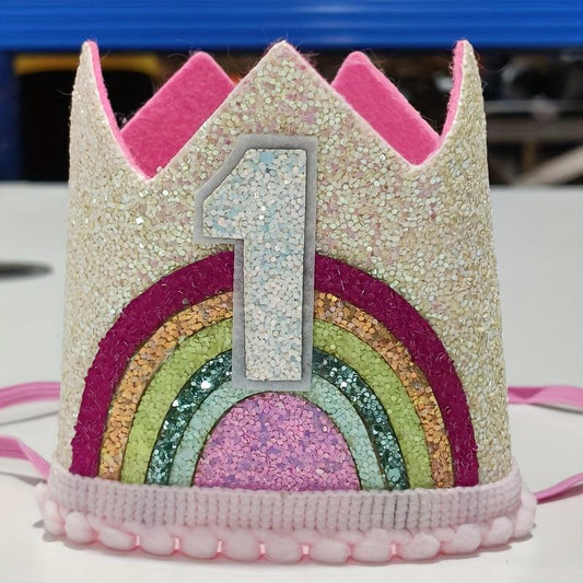 Felt Rainbow Birthday Party Crown 1st 2nd 3rd Happy Number Hat Unicorn
