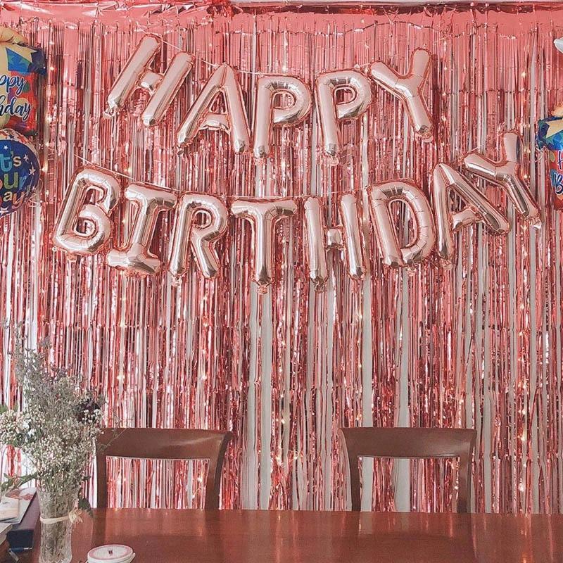13pcs Happy Birthday Rose Golden Balloon Banner Set Party Decoration Supplies