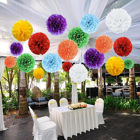 14pcs DIY Paper Flower Ball Pom Pom Charm Decoration