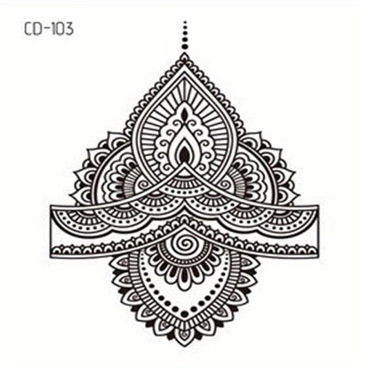 Vintage Exotic Flower Tattoo Sticker - Fashionable Design