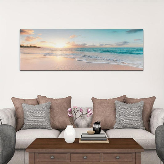 Wave Beach Sunset Canvas Poster Modern Wall Painting