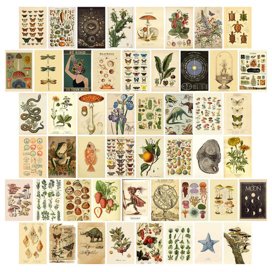 50pcs Vintage Wall Collage Kit Pictures Room Decor For Bedroom Posters