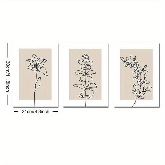 Boho Art Paintings Line Drawing Plant Canvas Poster Abstract Wall Picture