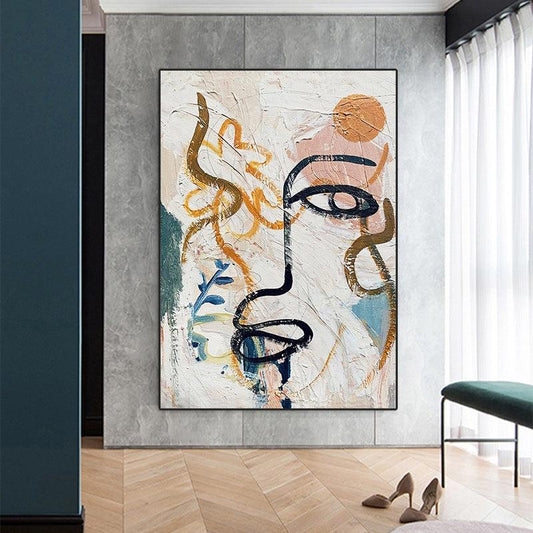 European American Style Face Inkjet Canvas Painting for Home Decoration