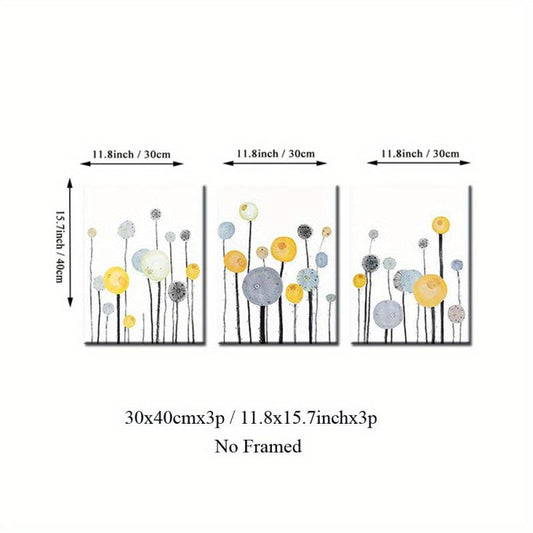 3pcs Dandelion Canvas Art Posters Cartoon Painting for Kids Bedroom Decor