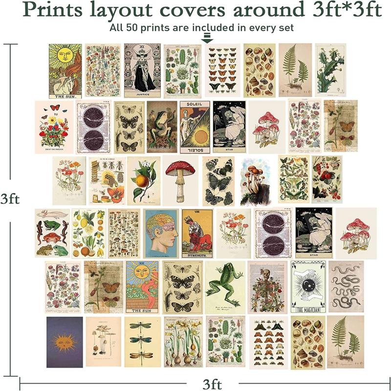 50pcs Retro Wall Collage Kit Small Posters Photo Collection Bedroom Decor