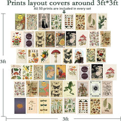 50pcs Retro Wall Collage Kit Small Posters Photo Collection Bedroom Decor