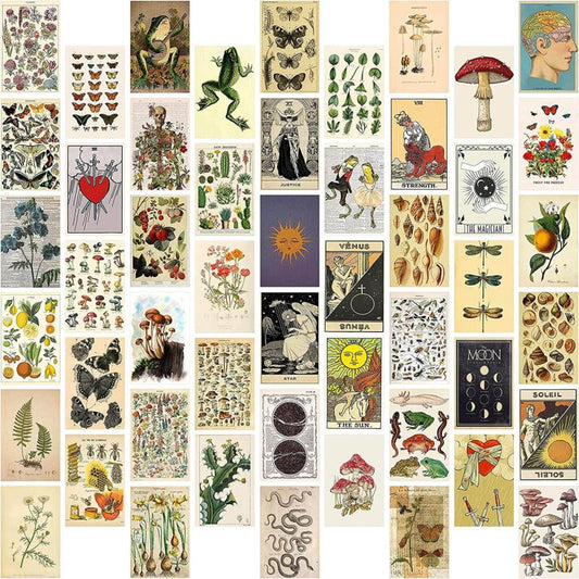 50pcs Retro Wall Collage Kit Small Posters Photo Collection Bedroom Decor