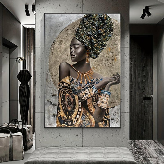 Abstract Canvas African Woman Graffiti Painting Wall Art