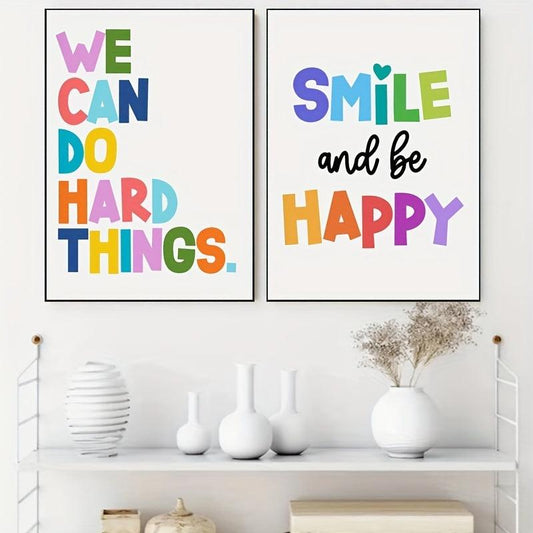 2pcs Inspirational Canvas Paintings for Children's Bedroom and Living Room