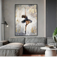 Ballerina Canvas Painting Abstract Girl Wall Art