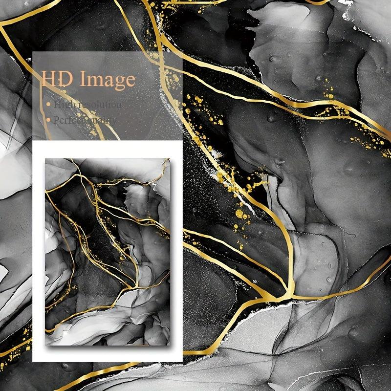 3pcs Golden Ink Abstract Canvas Poster Art For Home Decor