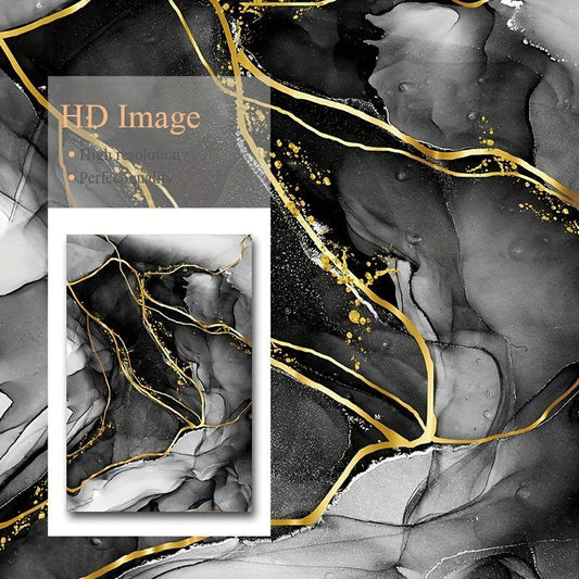 3pcs Golden Ink Abstract Canvas Poster Art For Home Decor