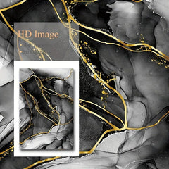 3pcs Golden Ink Abstract Canvas Poster Art For Home Decor