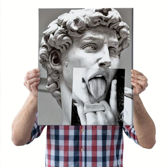 Framed David Statue Painting Abstract Style Office Wall Decor