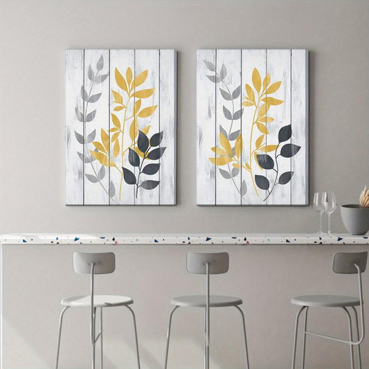2pcs Framed Green Background Leopard & Cat Head Art Office Wall Decor