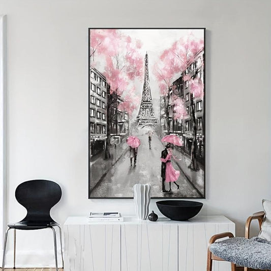 Canvas Poster Grey Pink Eiffel Tower Paris Decor