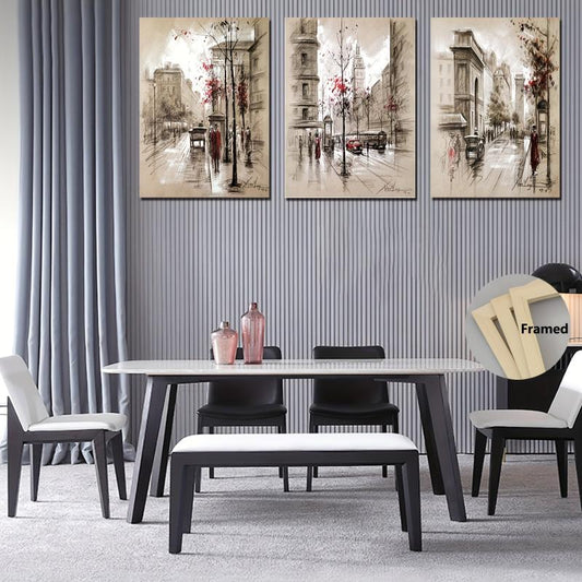 3pcs Modern Street View Architectural Decoration Painting