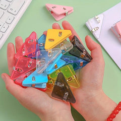 8pcs Transparent File Corner Clips & Paper Clips for School & Office