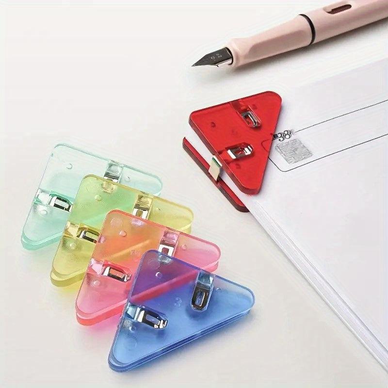 8pcs Transparent File Corner Clips & Paper Clips for School & Office