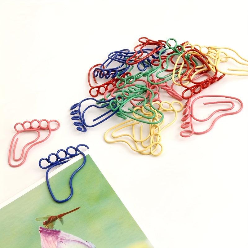 24pcs Foot Shape Paperclip Metal Bookmark Clip Cartoon Foot
