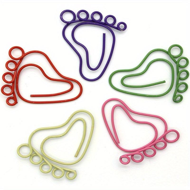 24pcs Foot Shape Paperclip Metal Bookmark Clip Cartoon Foot