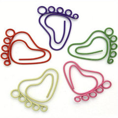 24pcs Foot Shape Paperclip Metal Bookmark Clip Cartoon Foot