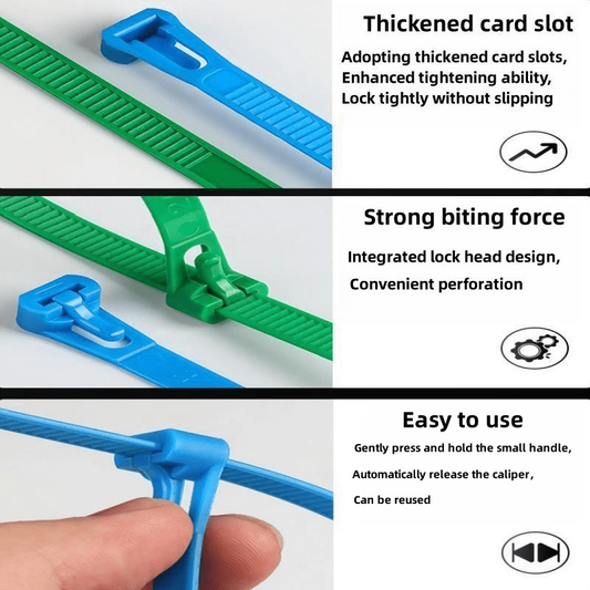 100pcs Mixed Reusable Plastic Zipper Binding Nylon Heavy duty Tie