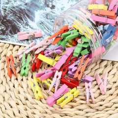 50Pcs Push Pin with Wooden Clips for Cork Board Artwork Bulletin Board Crafts