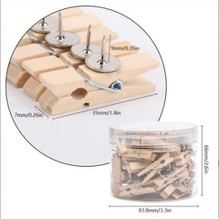 50Pcs Push Pin with Wooden Clips for Cork Board Artwork Bulletin Board Crafts