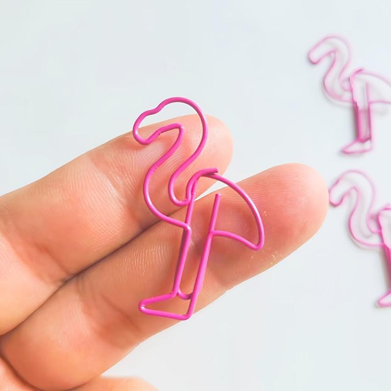 20pcs Flamingo Paper Clips Metal Bookmarks School Supplies