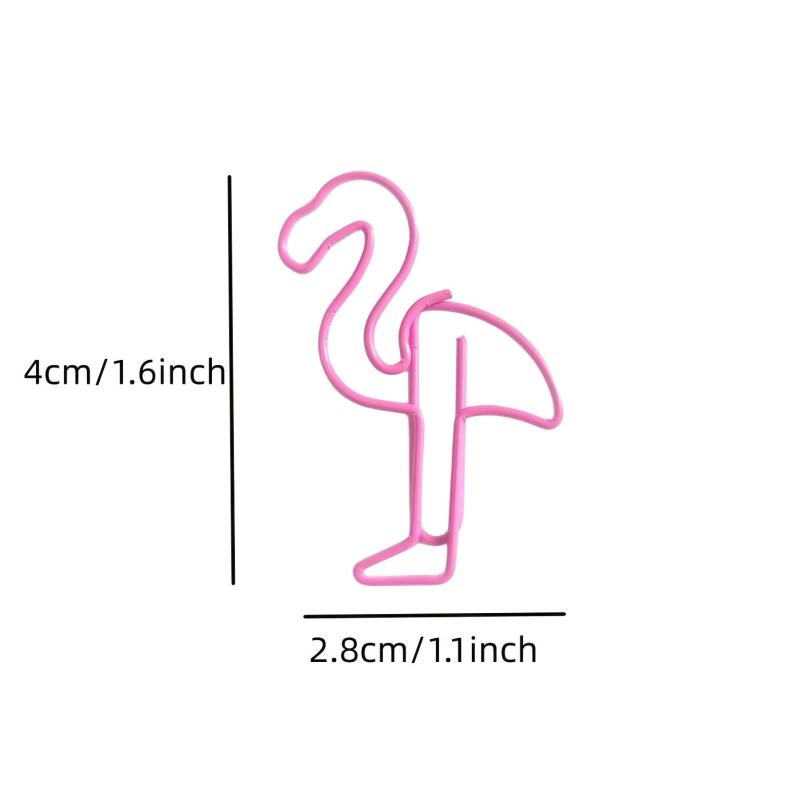 20pcs Flamingo Paper Clips Metal Bookmarks School Supplies