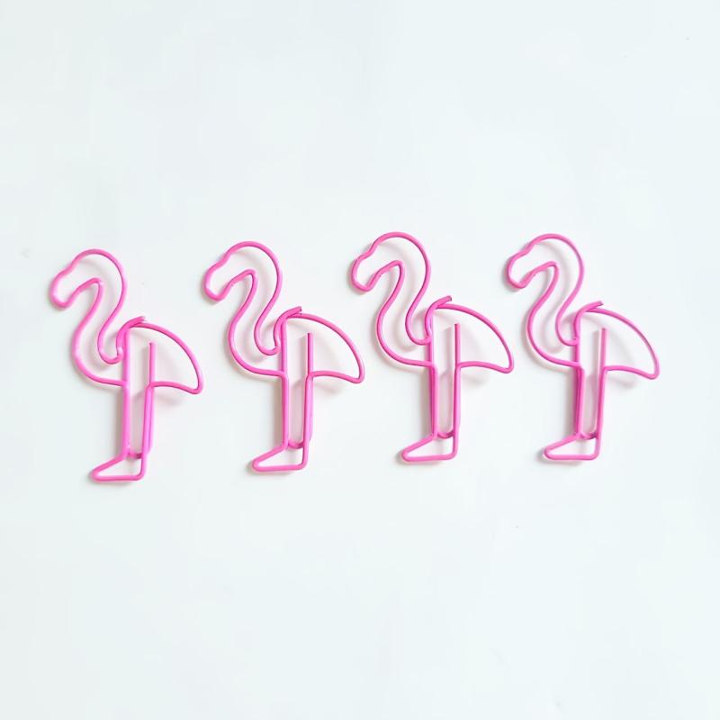 20pcs Flamingo Paper Clips Metal Bookmarks School Supplies