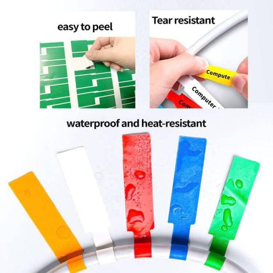 270pcs Waterproof Cable Tags - 9 Colors - Cable Management Cord Labels