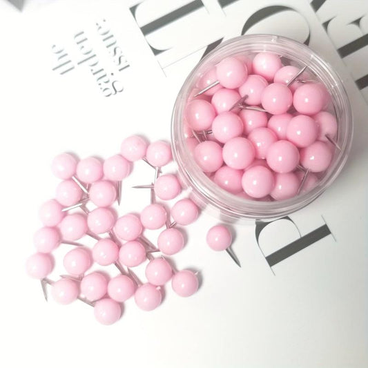 100pcs Pink Round Head Push Pins Map Thumb Tacks