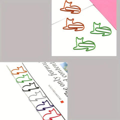 30pcs Cat Paper Clips Index Tabs Bookmark Mix Colors Metal Paper Clips Bookmarks