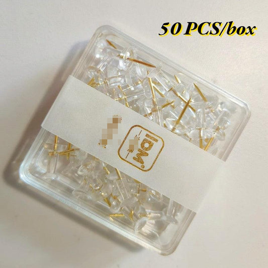 50pcs Transparent Racer Nail Plastic Head Steel Tip Golden Racer Nail