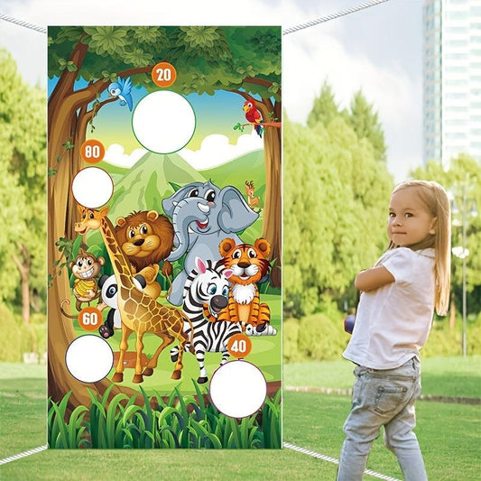 Sandbag Flag Throwing Game Giraffe Lion Elephant Banner