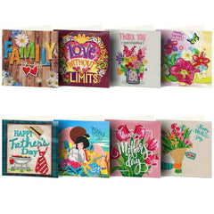 8pcs Diamond Painting Card Set - Create Greeting Cards with Ease