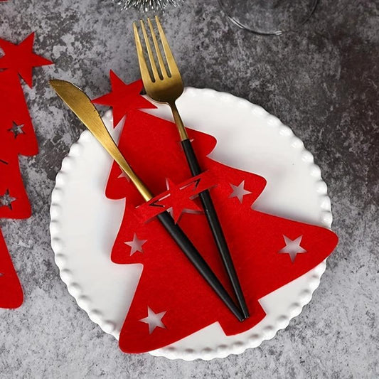 Portable Christmas Tree Cutlery Holder Bag Xmas Party Table Decor