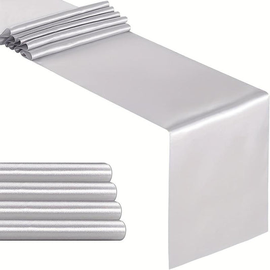 10 Pack Silver Gray Satin Table Runner 30x274 cm Long Silk Fabric Wedding