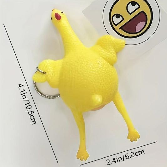 Funny Chicken and Eggs Squishy Squeeze Stress Relieve Toy Keychain